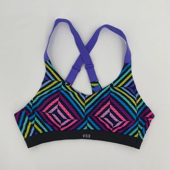 Victoria's Secret VSX Womens Sports Bra Multicolor Geometric Stretch 32A - Picture 1 of 8